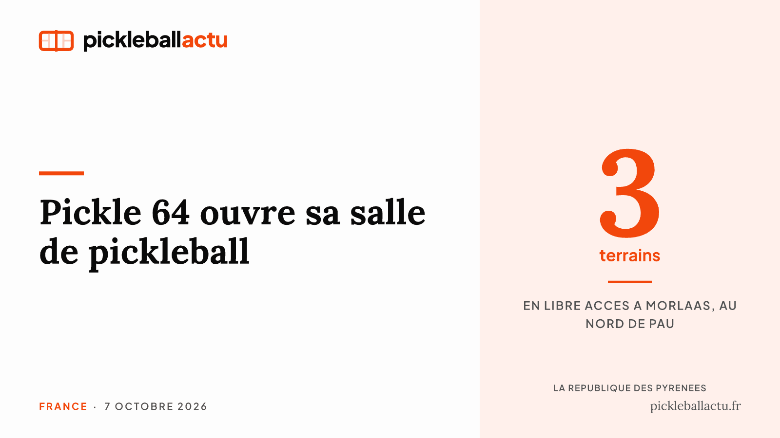 À Morlaàs, la salle privée Pickle 64 ouvre trois terrains de pickleball au nord de Pau