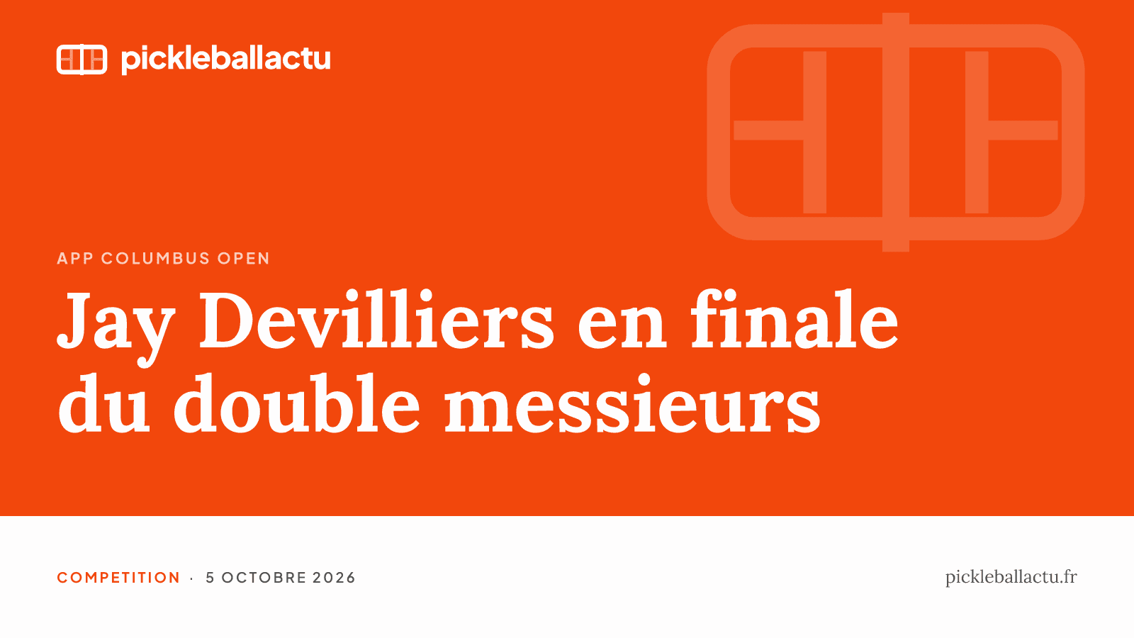 APP Columbus Open : le Français Jay Devilliers battu en finale du double messieurs