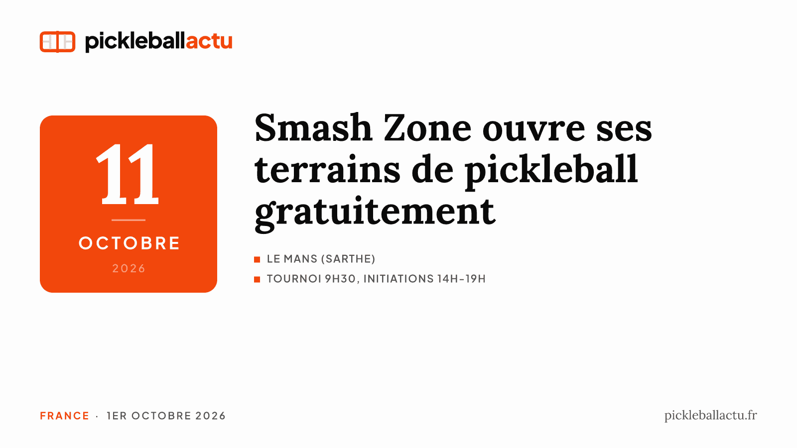 Au Mans, Smash Zone ouvre ses terrains de pickleball gratuitement le 11 octobre
