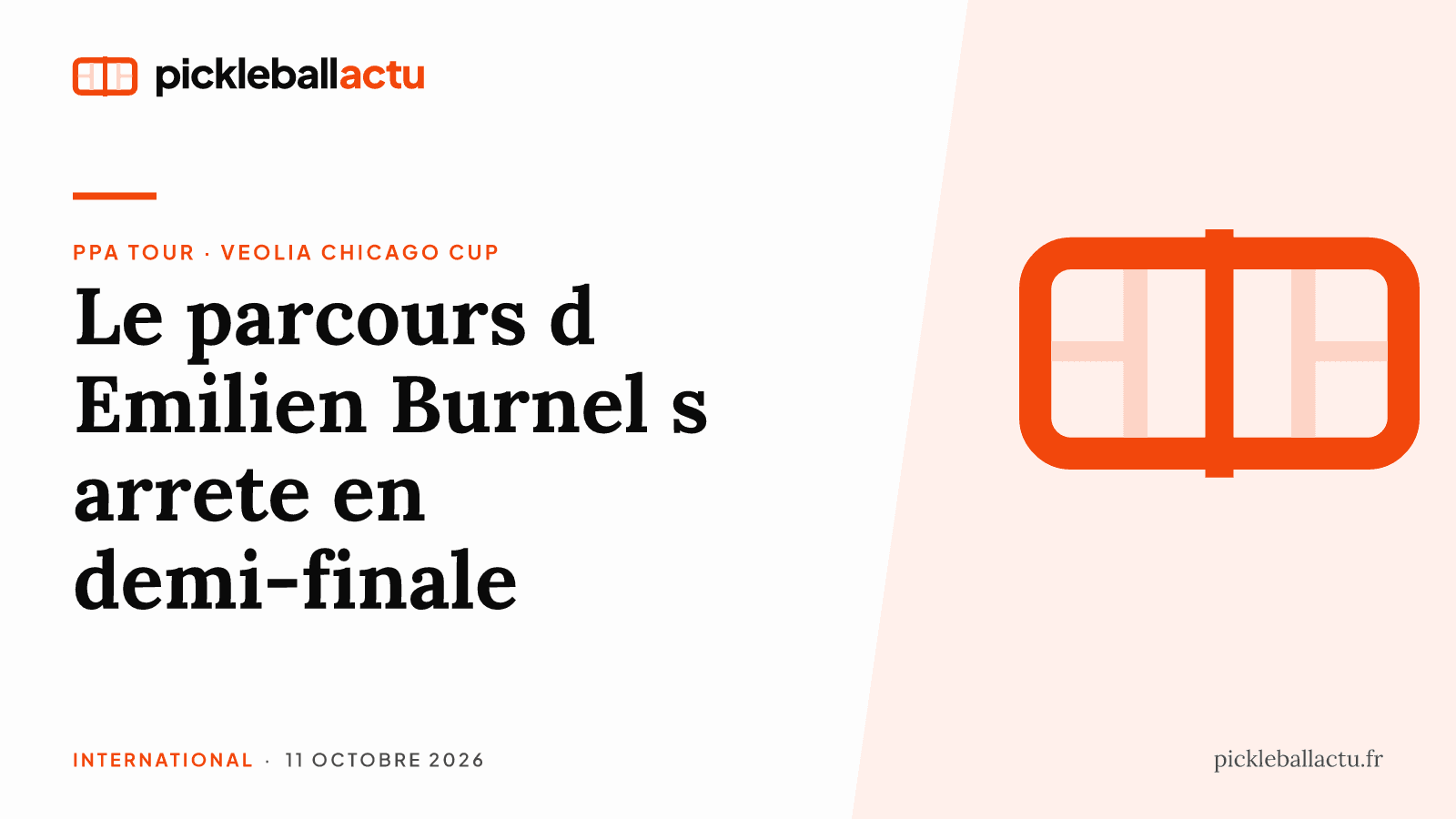 Chicago : le parcours d'Emilien Burnel s'arrête en demi-finale, battu par le numéro 1 Chris Haworth