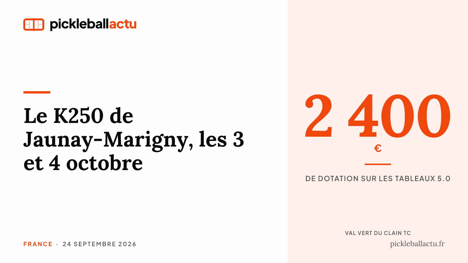 Dans la Vienne, le K250 de Jaunay-Marigny met 2 400 euros en jeu les 3 et 4 octobre