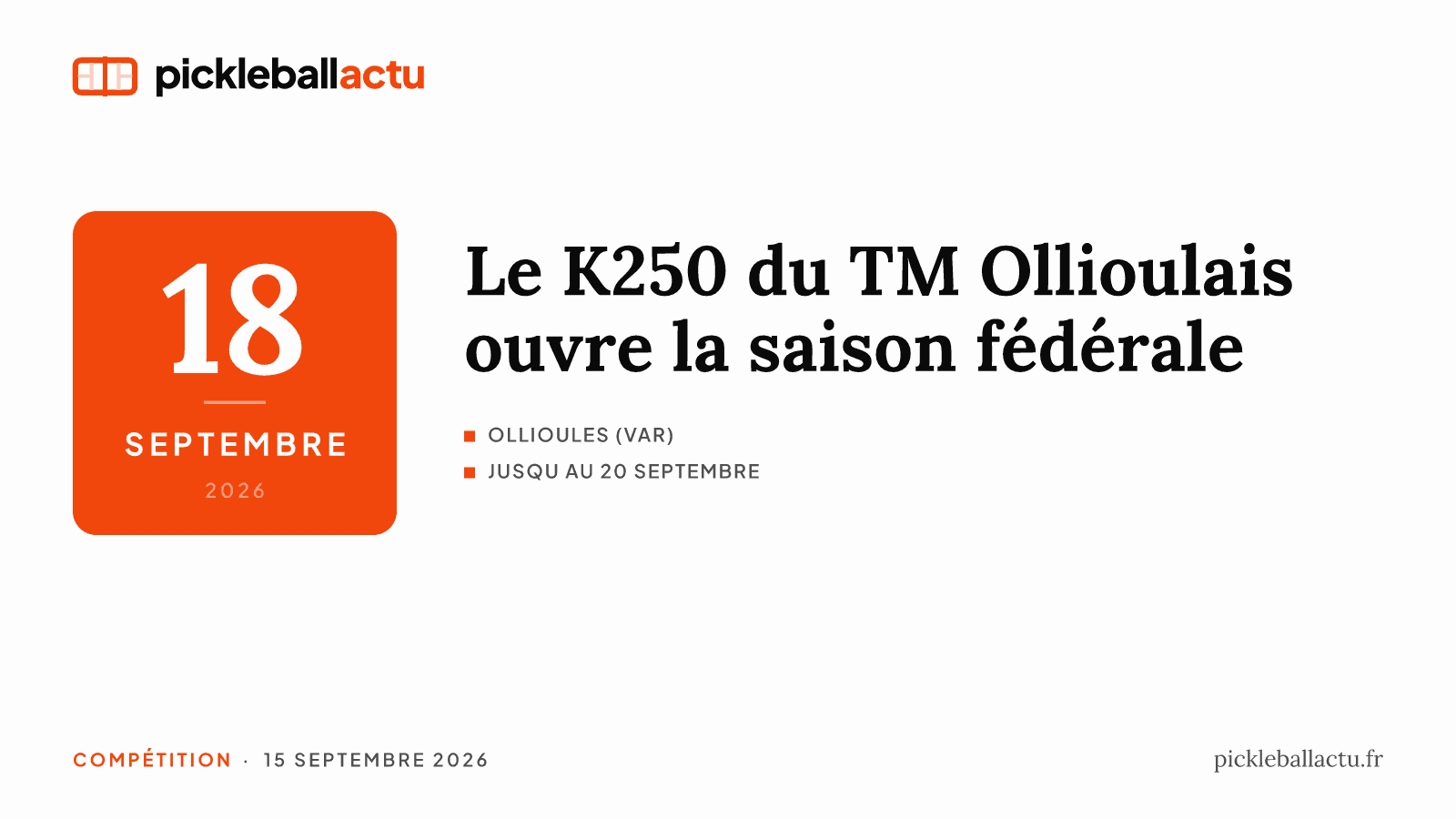 Dans le Var, le TM Ollioulais ouvre le calendrier fédéral avec un K250 du 18 au 20 septembre