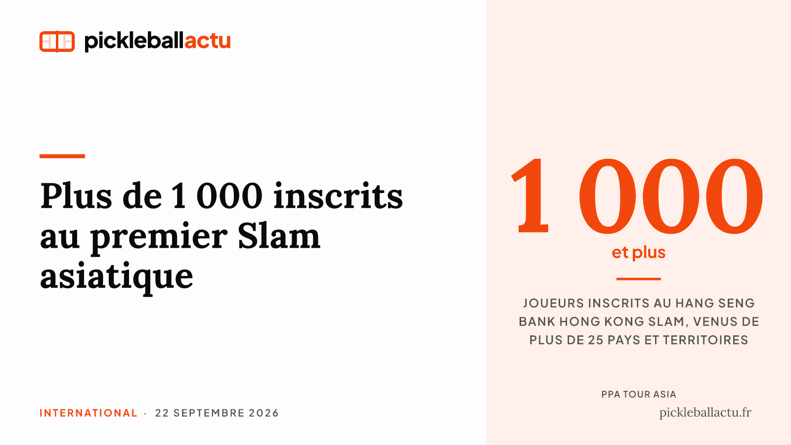 Hong Kong : plus de 1 000 inscrits au premier Slam asiatique, dont des joueurs venus de France
